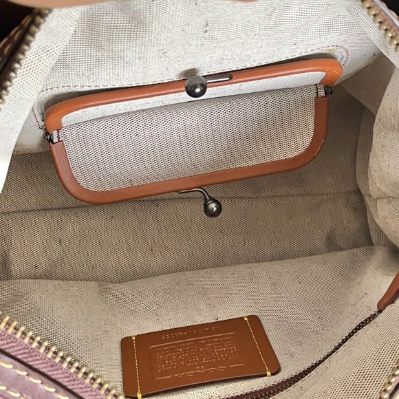 Coach Rogue 25 Grey Purple Colorblock Genuine Pebble Leather Satchels Handbags - Picture 15 of 16